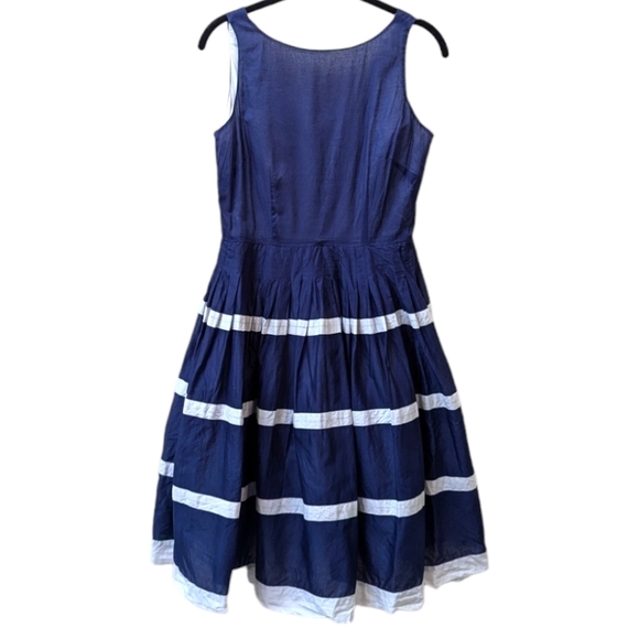 Talbots Dresses & Skirts - Talbots Navy "Blue Day" Striped Fit & Flare Sleeveless Cotton Dress (2)